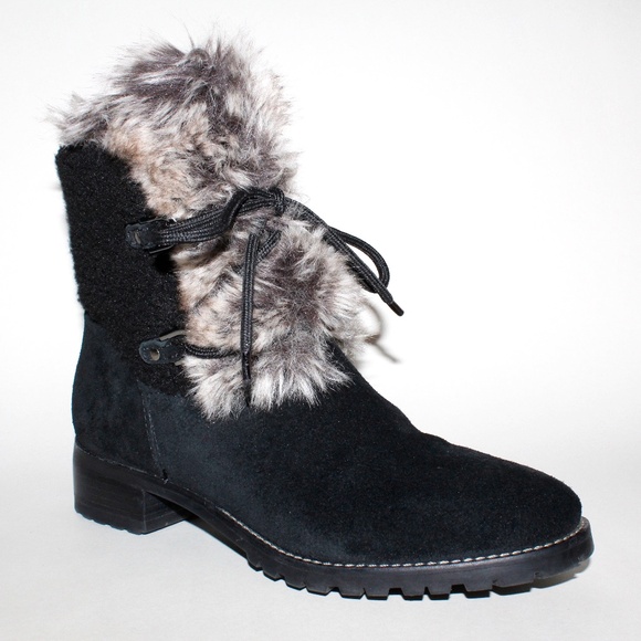 Talbots Tish Faux-Fur Ankle Boots in Black - Picture 10 of 15
